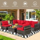7 Pieces Patio Rattan Furniture Set Sectional Sofa Garden Cushion by LJGDeals