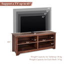 58 Inch Wood TV Stand for TVs up to 65 Inches with 4 Open Storage Shelves by LJGDeals