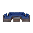 6 Pieces Patio Rattan Furniture Set with Cushions and Glass Coffee Table-Red by DirectDeals