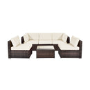 6 Pieces Patio Rattan Furniture Set with Cushions and Glass Coffee Table-Red by DirectDeals