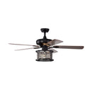 52 Inch 3-Speed Crystal Ceiling Fan Light with Remote Control-Black by LJGDeals