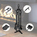 5 Pieces Rustic Heavy Duty Compact Wrought Iron Fireplace Tools Set by LJGDeals