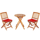 3 Pieces Patio Folding Bistro Set with Padded Cushion and Round Coffee Table-Red by LJGDeals