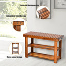 Freestanding Wood Bench with 3-Tier Storage Shelves by LJGDeals