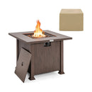32 Inch 50 000 BTU Square Fire Pit Table with Lid and Lava Rocks-Brown by LJGDeals