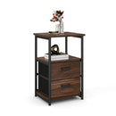 3-Tier Retro Nightstand with 2 Removable Fabric Drawers and Open Shelf-Walnut by DirectDeals