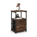 3-Tier Retro Nightstand with 2 Removable Fabric Drawers and Open Shelf-Walnut by LJGDeals
