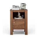 Compact Floor Farmhouse Nightstand with Open Shelf and Cabinet by LJGDeals