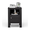 Compact Floor Farmhouse Nightstand with Open Shelf and Cabinet by LJGDeals