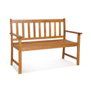 2-Person Outdoor Acacia Wood Bench with Backrest by LJGDeals