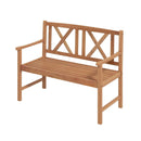 2-Person Wood Outdoor Bench with Cozy Armrest and Backrest by LJGDeals