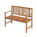 2-Person Wooden Outdoor Bench with Cozy Armrest and Backrest by LJGDeals