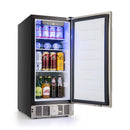 Compact Refrigerator with Adjustable Thermostat and Stainless Steel Door-Silver by LJGDeals