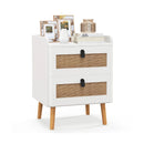 Modern End Table Bedside Table with 2 Rattan Decorated Drawers by LJGDeals