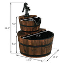 2-Tiers Outdoor Wooden Barrel Waterfall Fountain with Pump by LJGDeals