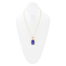 Filigreed Blue Agate Golden Pendant Necklaces