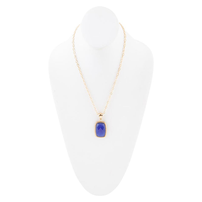 Filigreed Blue Agate Golden Pendant Necklaces