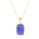 Filigreed Blue Agate Golden Pendant Necklaces
