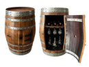Whiskey & Wine Barrel Display Cabinet — Stemware Shelf, Door Storage