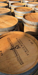 Whiskey & Wine Barrel Display Cabinet — Stemware Shelf, Door Storage