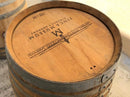 Whiskey & Wine Barrel Display Cabinet — Stemware Shelf, Door Storage