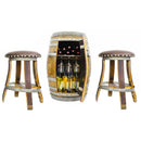 Whiskey & Wine Barrel Display Cabinet — Stemware Shelf, Door Storage