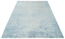 Fine 10x13 Ivory and blue Modern Abstract Hand Knotted Blended Wool and Art silk Area Rug