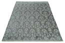 Fine 8x10 Hand Knotted Gray and Ivory Traditional Modern Style Art Art Silk Rug, Living Room Rug by The Rug Decor