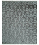 Fine 8x10 Hand Knotted Gray and Ivory Traditional Modern Style Art Art Silk Rug, Living Room Rug by The Rug Decor