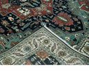 Fine 9x12 Hand Knotted Brown, Black, Blue and Ivory Traditional Wool Area Rug by The Rug Decor