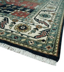 Fine 9x12 Hand Knotted Brown, Black, Blue and Ivory Traditional Wool Area Rug by The Rug Decor