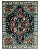 Fine 9x12 Hand Knotted Brown, Black, Blue and Ivory Traditional Wool Area Rug by The Rug Decor