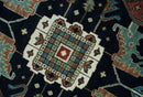 Fine 9x12 Hand Knotted Brown, Black, Blue and Ivory Traditional Wool Area Rug by The Rug Decor