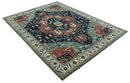 Fine 9x12 Hand Knotted Brown, Black, Blue and Ivory Traditional Wool Area Rug by The Rug Decor