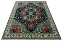 Fine 9x12 Hand Knotted Brown, Black, Blue and Ivory Traditional Wool Area Rug by The Rug Decor