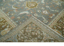 Fine 9x12 Traditional Gray and Brown Antique Style Hand knotted Traditional Wool Area Rug | AC47912