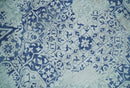 Fine Antique Design Silver, Light Teal and Blue transitional Hand Knotted 8x10 wool and Art Silk area Rug