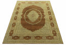 Fine Antique Knotted Traditional Tabriz Brown And Beige Wool Area Rug