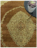 Fine Antique Knotted Traditional Tabriz Brown And Beige Wool Area Rug
