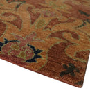 Fine Antique Style Brown, Rust and Green Traditional Ikat design Hand knotted wool Area Rug