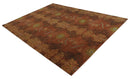 Fine Antique Style Brown, Rust and Green Traditional Ikat design Hand knotted wool Area Rug