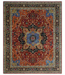 Fine Black, Brown and Rust 8x10 Traditional Hand Knotted wool Area Rug by The Rug Decor