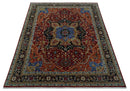 Fine Black, Brown and Rust 8x10 Traditional Hand Knotted wool Area Rug by The Rug Decor
