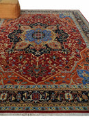 Fine Black, Brown and Rust 8x10 Traditional Hand Knotted wool Area Rug by The Rug Decor
