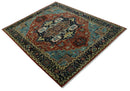 Fine Blue, Brown and Teal Traditional Floral Hand knotted 8x10 wool Area Rug by The Rug Decor