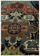 Fine Blue, Brown and Teal Traditional Floral Hand knotted 8x10 wool Area Rug by The Rug Decor