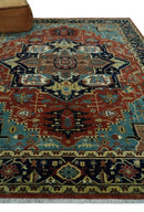 Fine Blue, Brown and Teal Traditional Floral Hand knotted 8x10 wool Area Rug by The Rug Decor