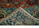 Fine Blue, Brown and Teal Traditional Floral Hand knotted 8x10 wool Area Rug by The Rug Decor