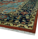 Fine Blue, Brown and Teal Traditional Floral Hand knotted 8x10 wool Area Rug by The Rug Decor