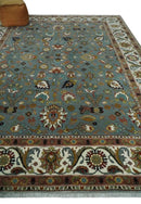 Fine Gray and Ivory Hand knotted Traditional 9x12 wool Area Rug by The Rug Decor